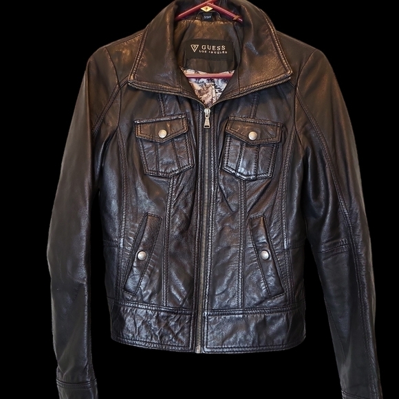 Guess Los Angeles Small soft leather black coat - Picture 14 of 16